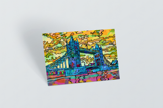 London Tower Bridge Psychedelic Postcard image 0