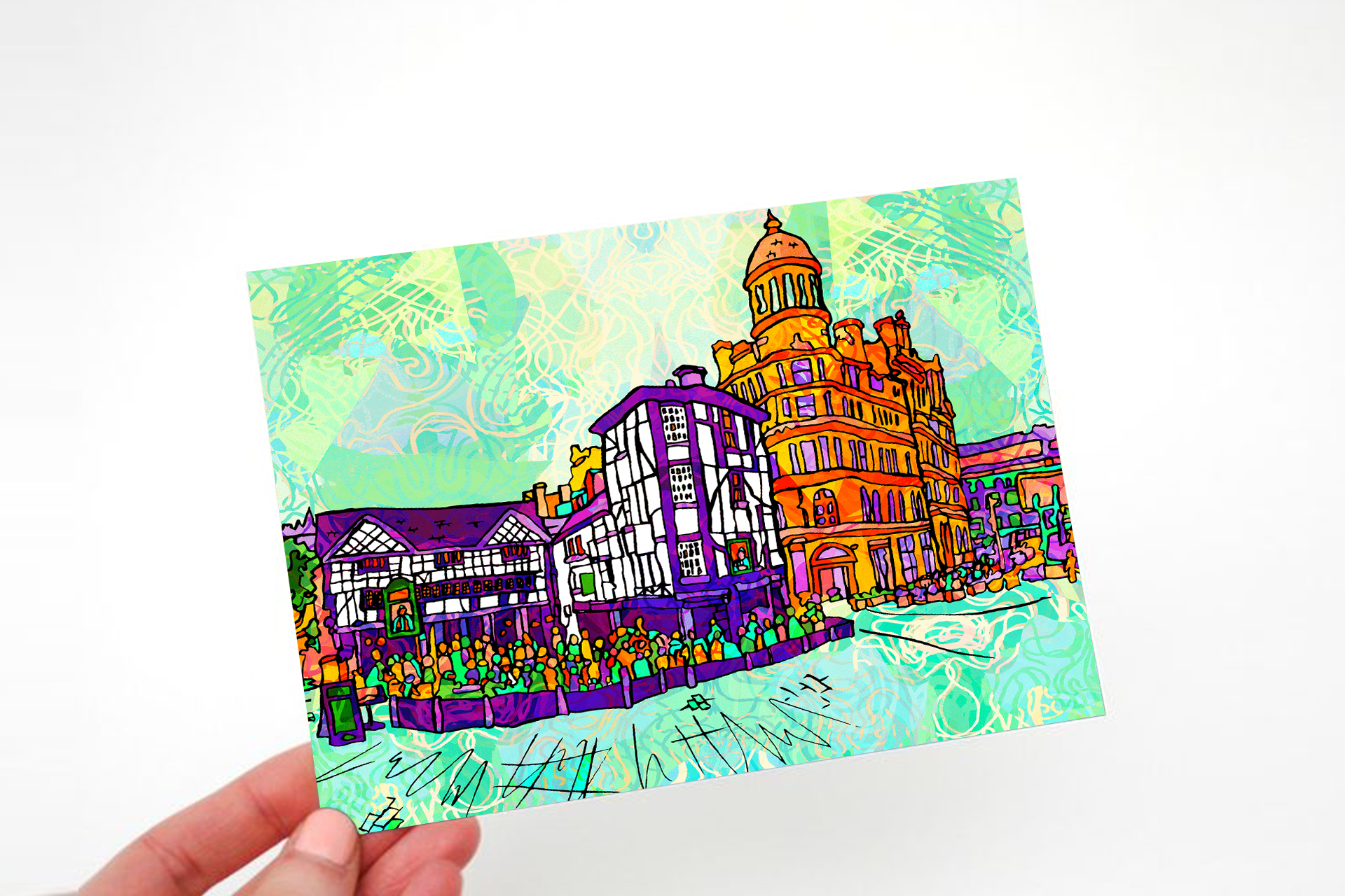Manchester Shambles Square Psychedelic Postcard image 2