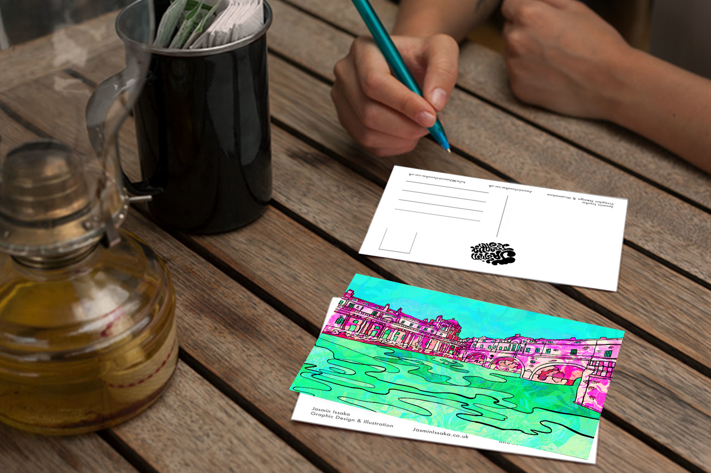 Bath Pulteney Bridge Psychedelic Postcard image 3