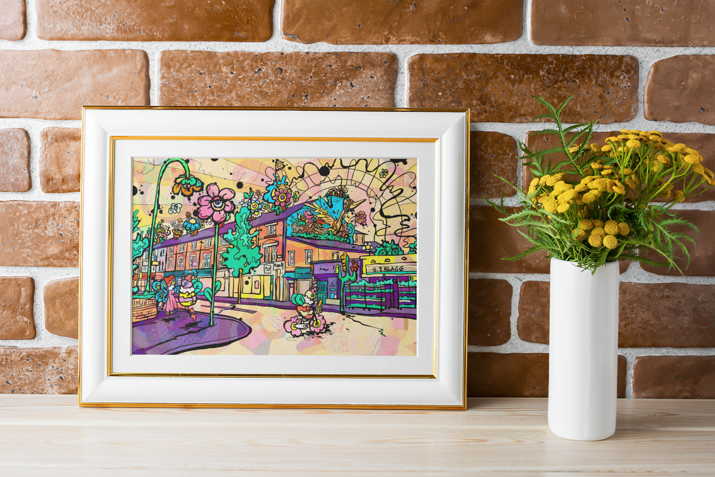 Psychedelic Bee Art Print – Burton Road, Didsbury Manchester | Colourful Pop Art image 3