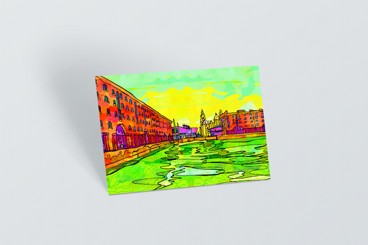 Liverpool Albert Docks Psychedelic Postcard image 0
