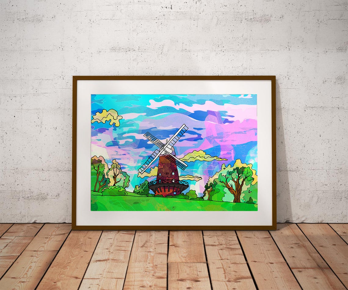 Sneinton Windmill Psychedelic Art Print image 0