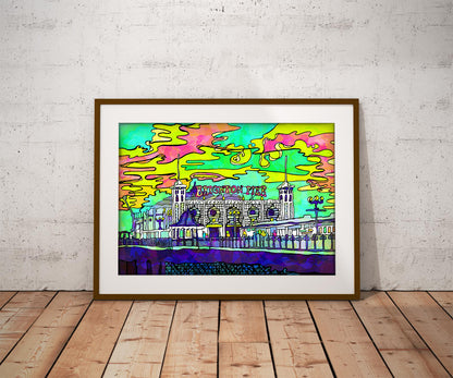 Brighton Palace Pier Psychedelic Art Print image 0