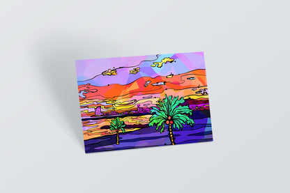 Barcelona Beach Psychedelic Postcard image 3