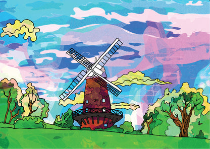 Sneinton Windmill Psychedelic Art Print image 2