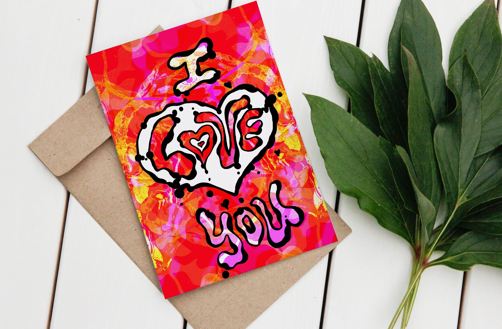 Psychedelic Valentine Card - I love you image 1